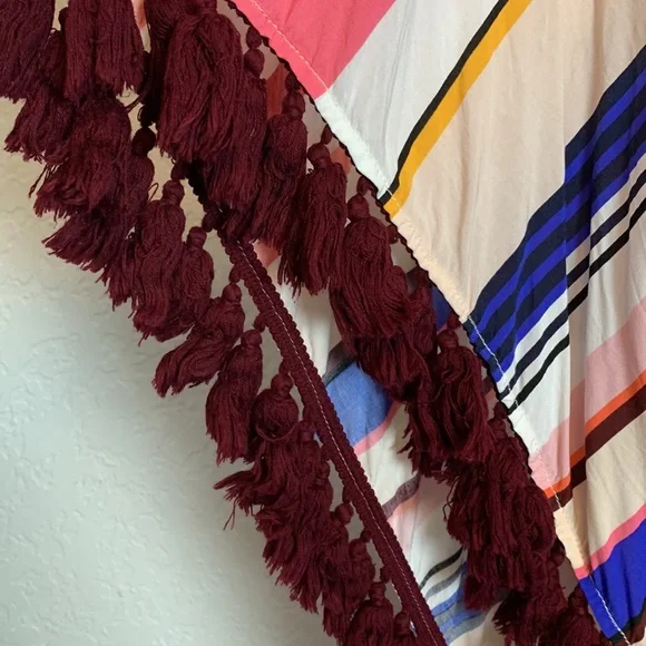 Kate Spade Miramar striped tasseled swim cover up large - Picture 4 of 5